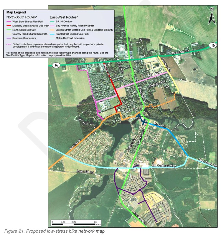 A proposed map of a trail network that would run through Milton as part of the town’s Active Transportation Plan. While this is not set in stone as what a Milton trail connection would look like, it presents options for what could be done to improve networks in and around town. SUBMITTED PHOTO